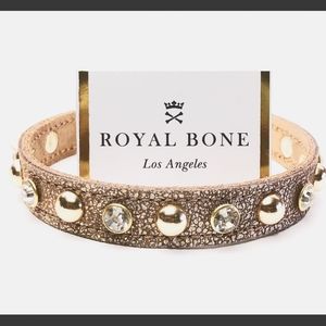 Rose Gold Leather Dog Collar with Crystals